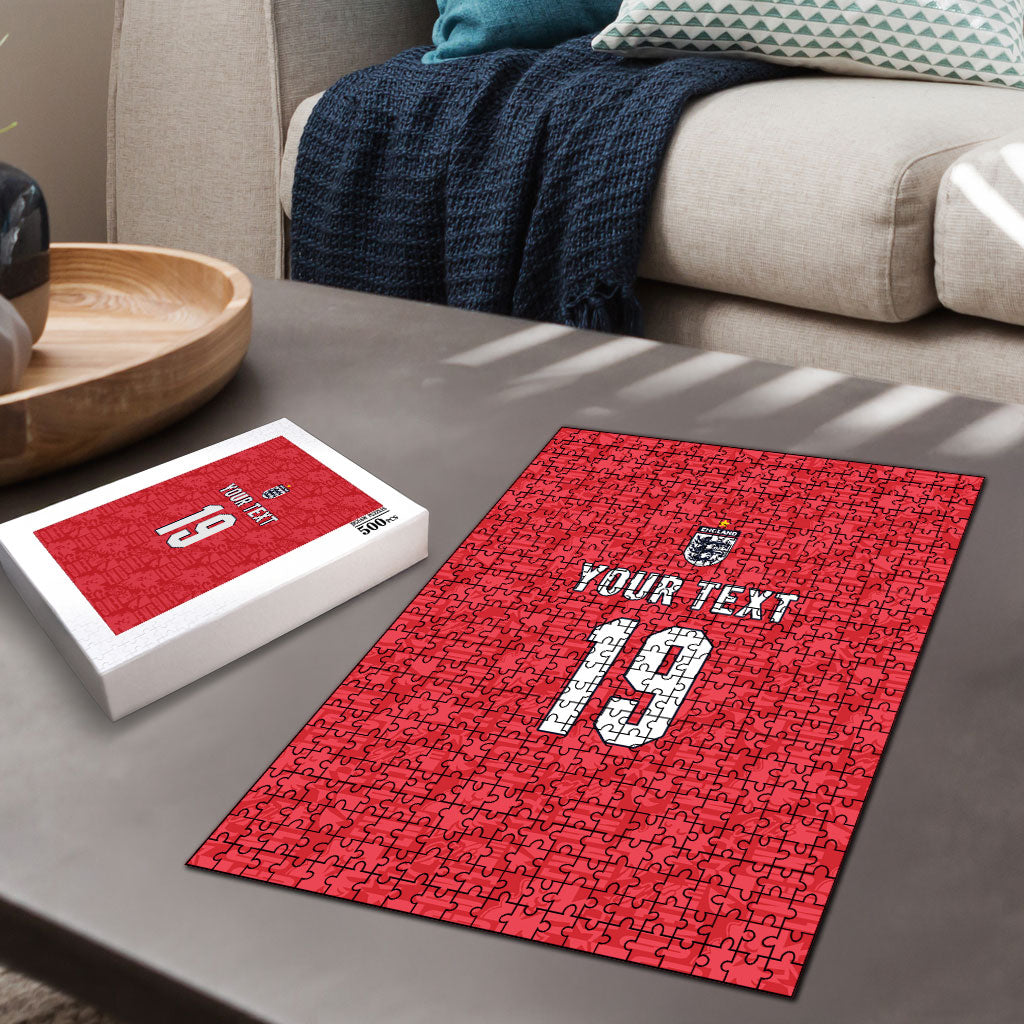 Custom World Football 2026 England Puzzle Three Lions Monogram Red Glory