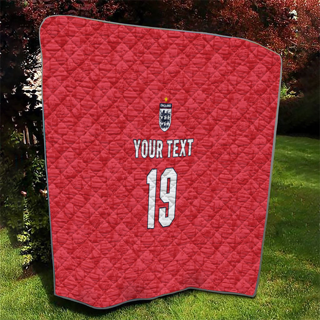 Custom World Football 2026 England Quilt Three Lions Monogram Red Glory