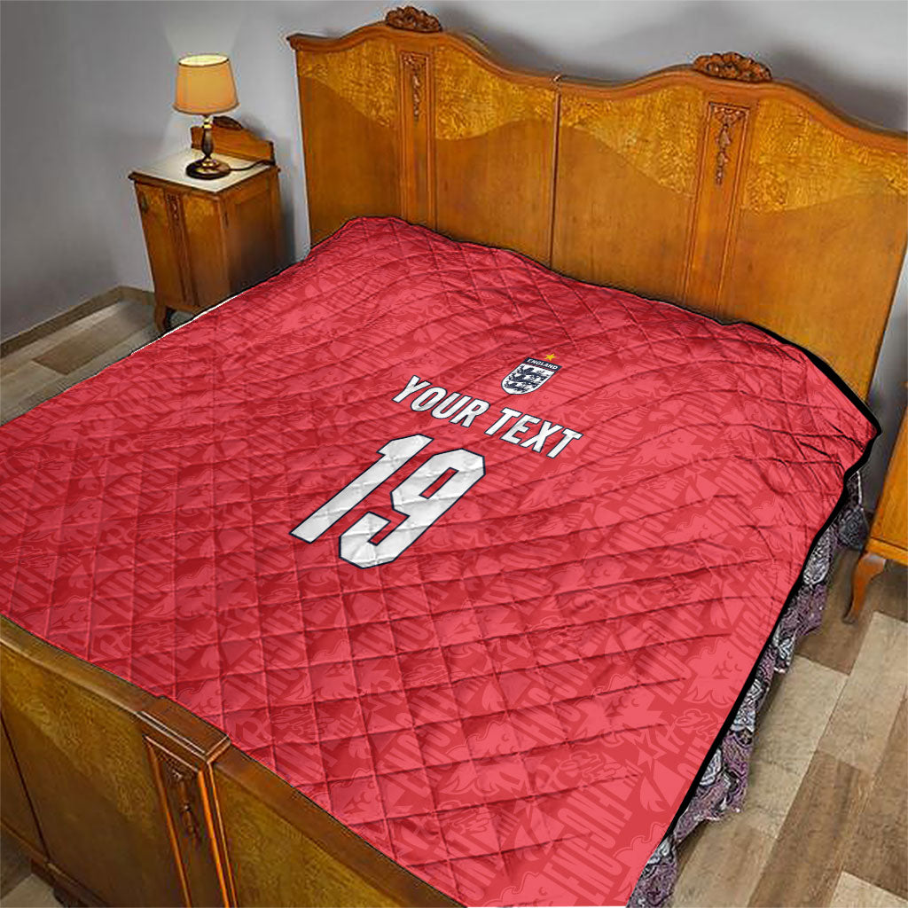 Custom World Football 2026 England Quilt Three Lions Monogram Red Glory