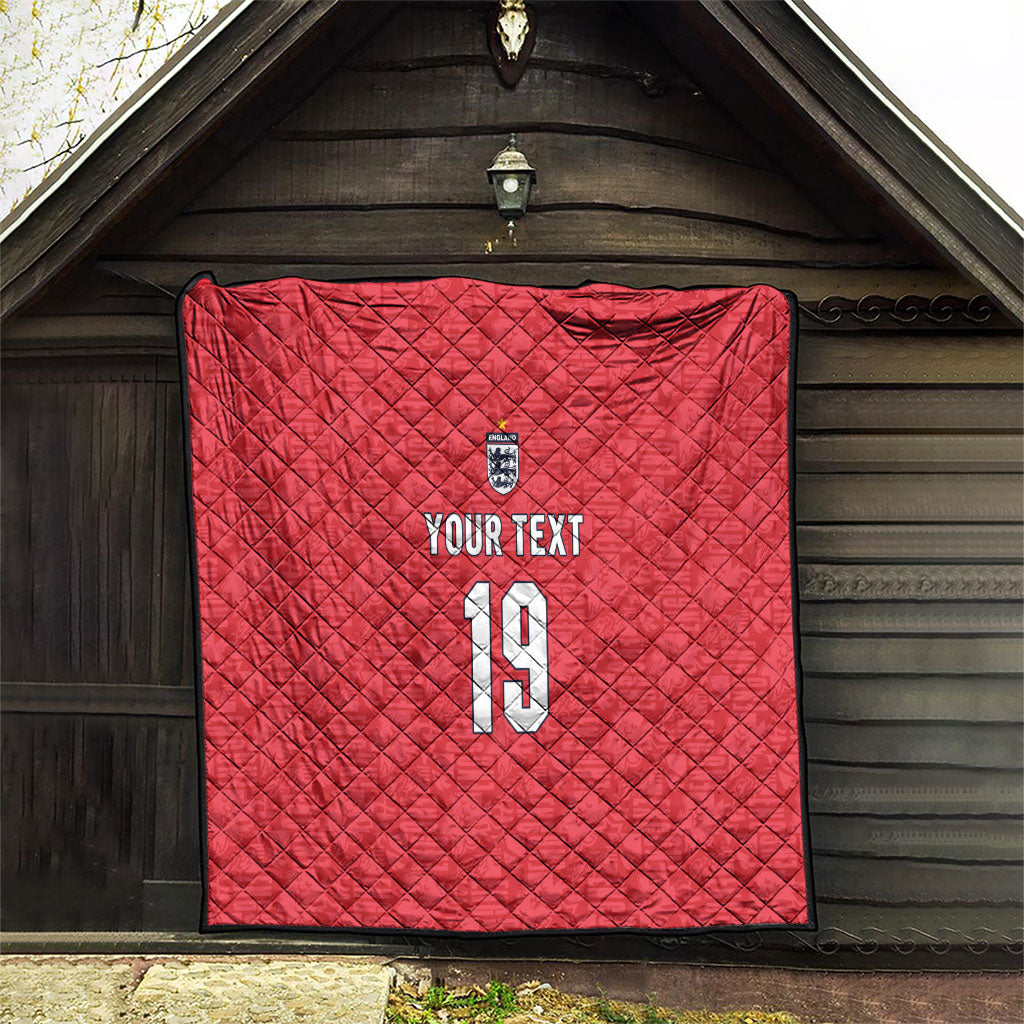Custom World Football 2026 England Quilt Three Lions Monogram Red Glory