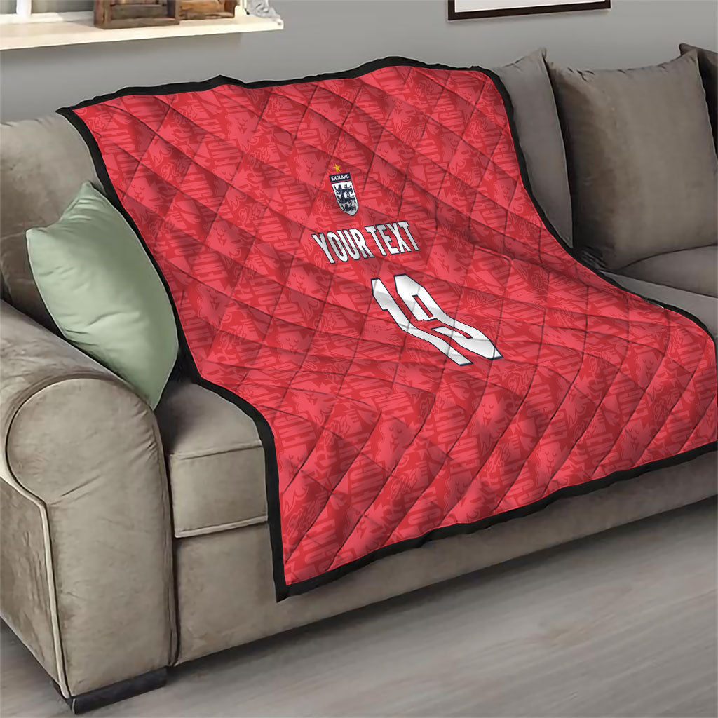 Custom World Football 2026 England Quilt Three Lions Monogram Red Glory