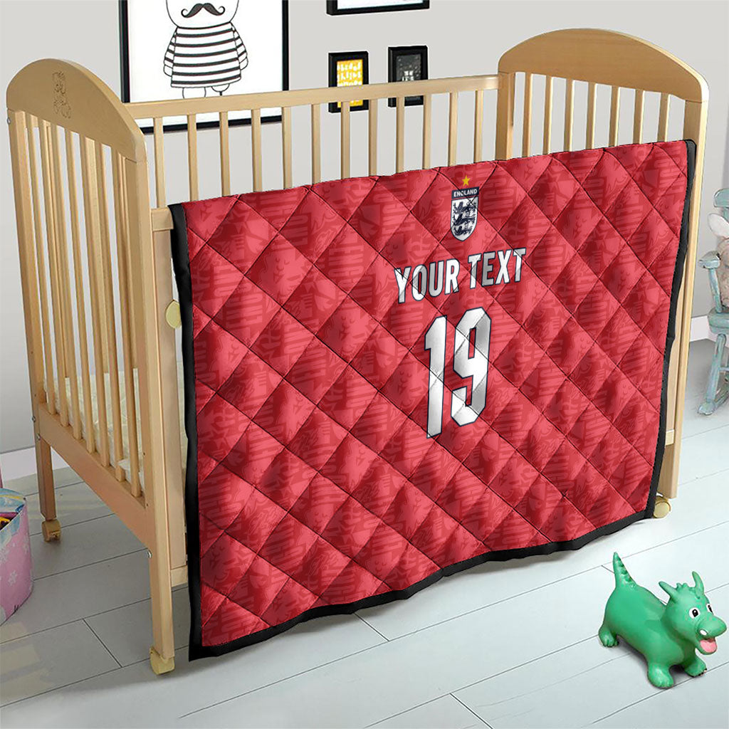 Custom World Football 2026 England Quilt Three Lions Monogram Red Glory