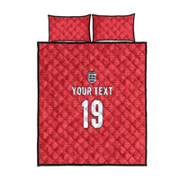 Custom World Football 2026 England Quilt Bed Set Three Lions Monogram Red Glory
