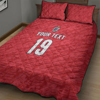 Custom World Football 2026 England Quilt Bed Set Three Lions Monogram Red Glory