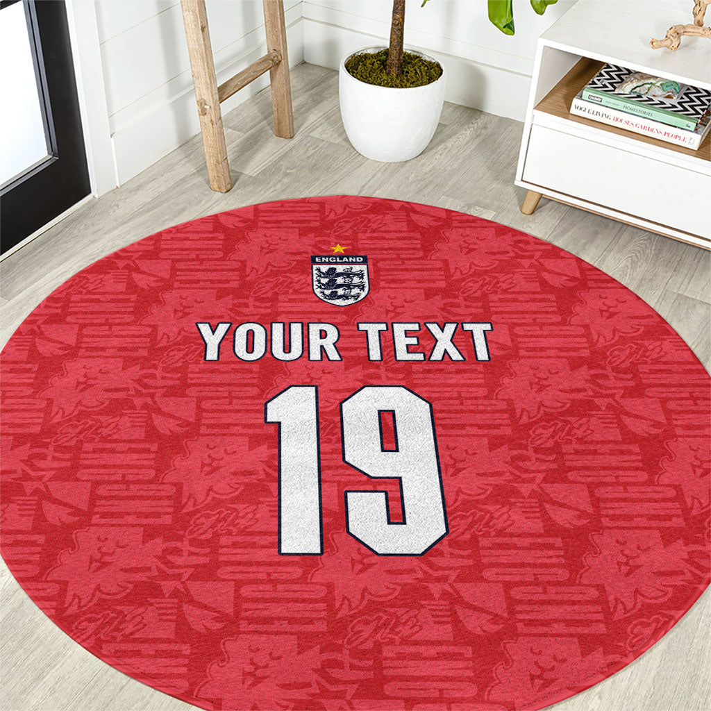 Custom World Football 2026 England Round Carpet Three Lions Monogram Red Glory