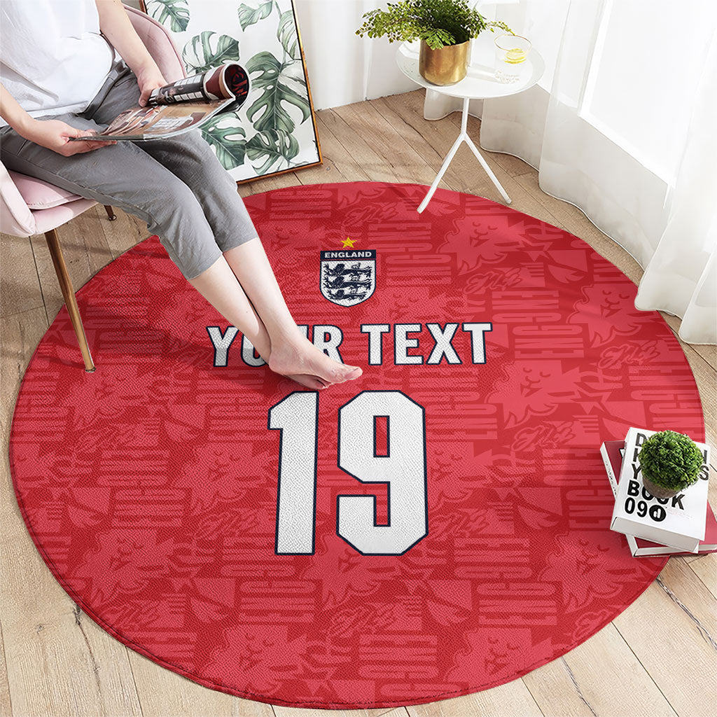 Custom World Football 2026 England Round Carpet Three Lions Monogram Red Glory