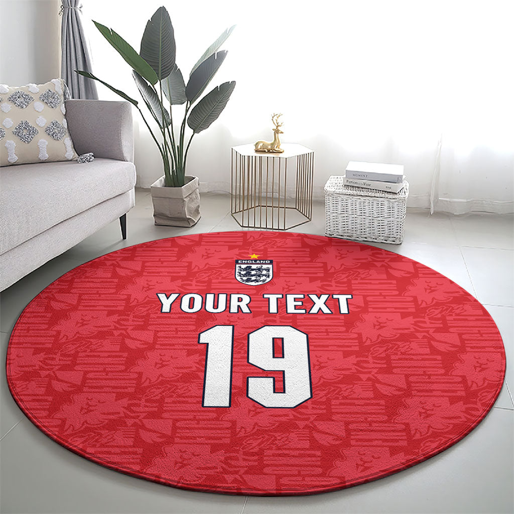 Custom World Football 2026 England Round Carpet Three Lions Monogram Red Glory