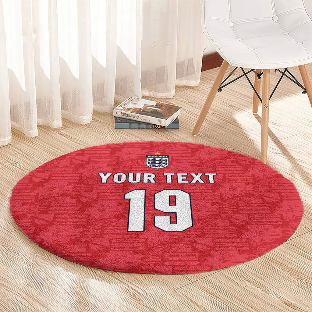 Custom World Football 2026 England Round Carpet Three Lions Monogram Red Glory