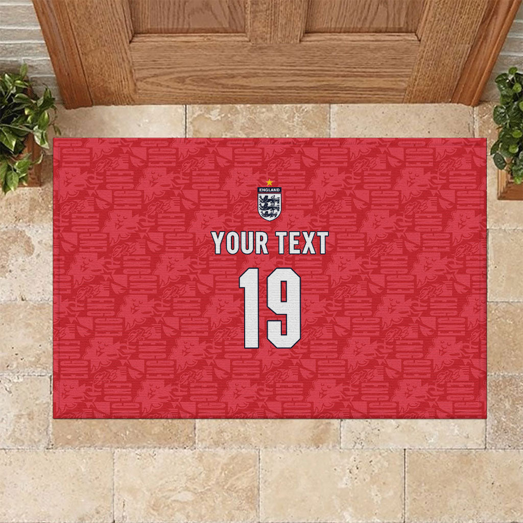 Custom World Football 2026 England Rubber Doormat Three Lions Monogram Red Glory