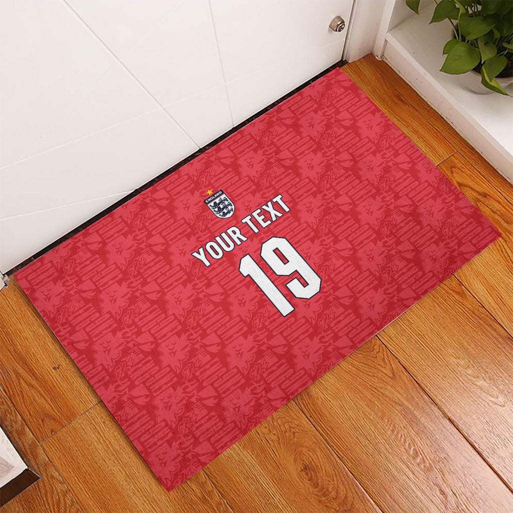 Custom World Football 2026 England Rubber Doormat Three Lions Monogram Red Glory