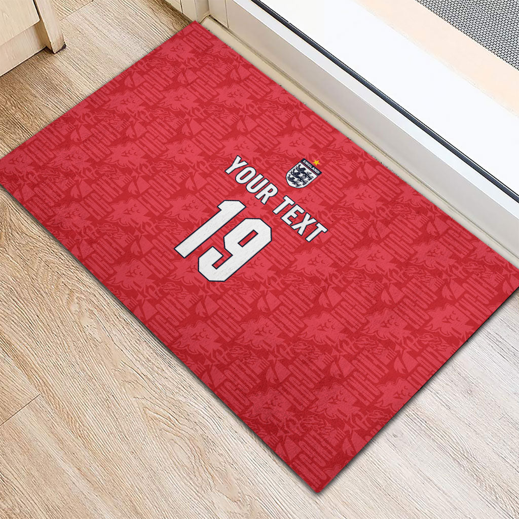 Custom World Football 2026 England Rubber Doormat Three Lions Monogram Red Glory