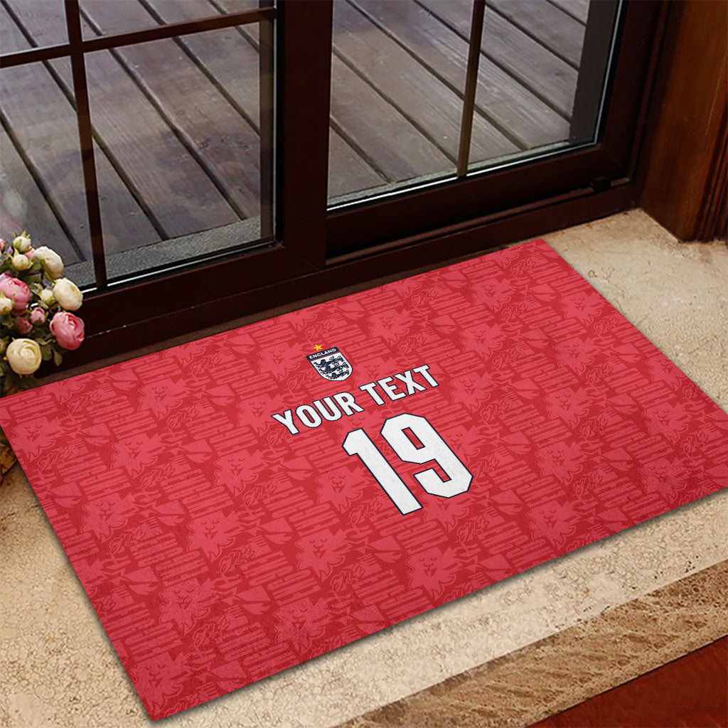 Custom World Football 2026 England Rubber Doormat Three Lions Monogram Red Glory