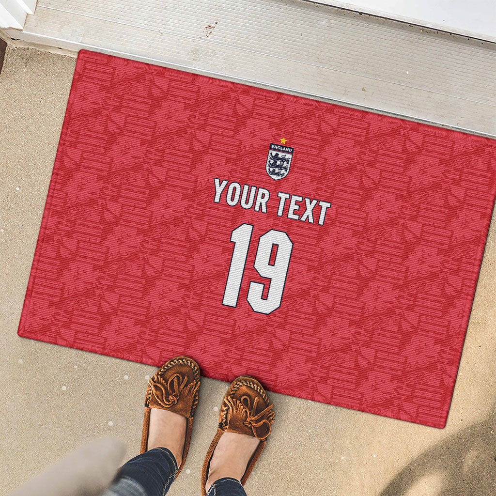 Custom World Football 2026 England Rubber Doormat Three Lions Monogram Red Glory
