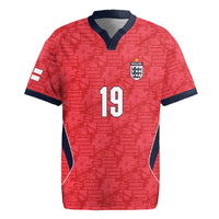 Custom World Football 2026 England Rugby Jersey Three Lions Monogram Red Glory