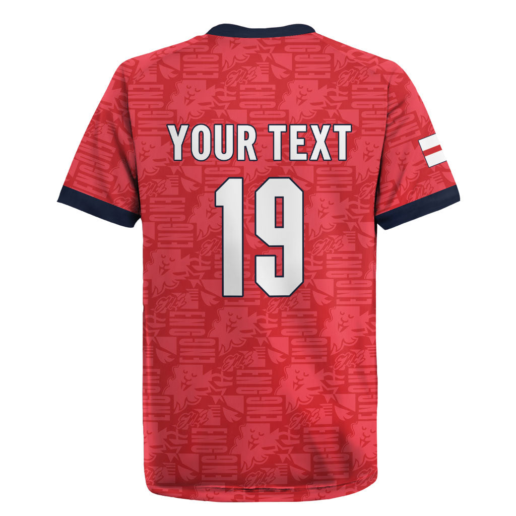 Custom World Football 2026 England Rugby Jersey Three Lions Monogram Red Glory