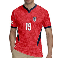 Custom World Football 2026 England Rugby Jersey Three Lions Monogram Red Glory