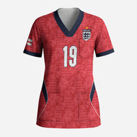 Custom World Football 2026 England Scrub Top Three Lions Monogram Red Glory