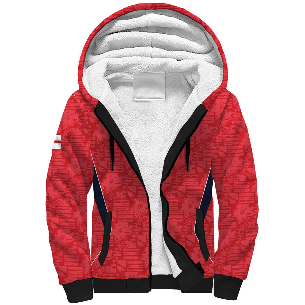 Custom World Football 2026 England Sherpa Hoodie Three Lions Monogram Red Glory