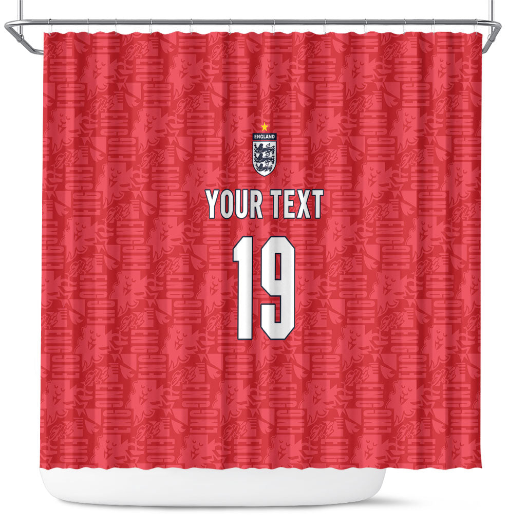 Custom World Football 2026 England Shower Curtain Three Lions Monogram Red Glory