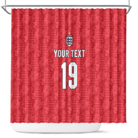 Custom World Football 2026 England Shower Curtain Three Lions Monogram Red Glory