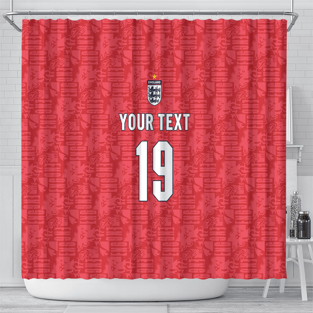 Custom World Football 2026 England Shower Curtain Three Lions Monogram Red Glory