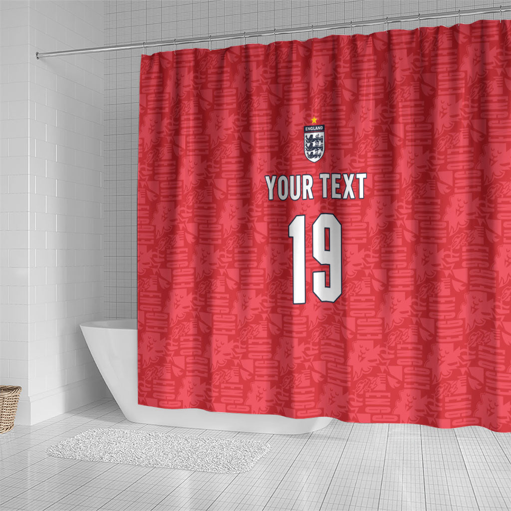 Custom World Football 2026 England Shower Curtain Three Lions Monogram Red Glory