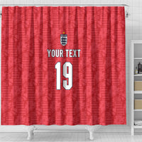 Custom World Football 2026 England Shower Curtain Three Lions Monogram Red Glory