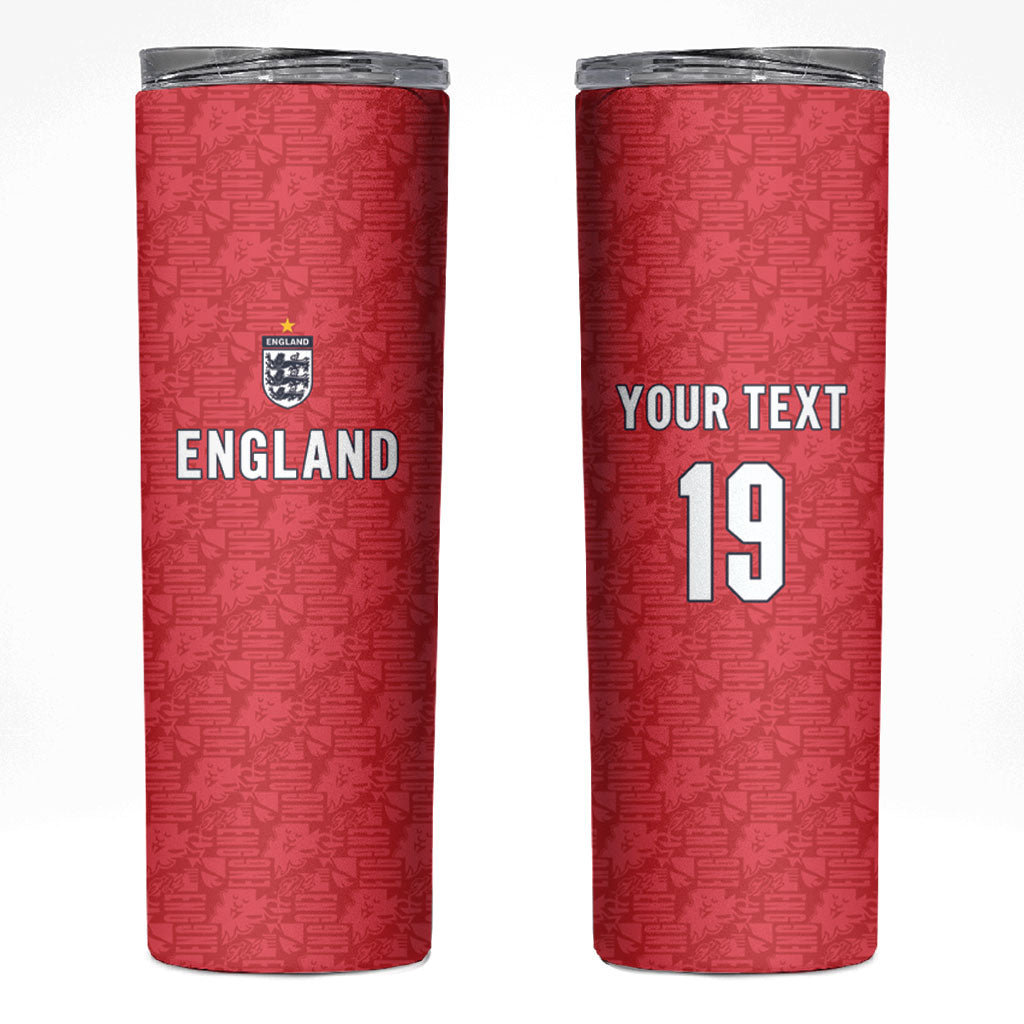 Custom World Football 2026 England Skinny Tumbler Three Lions Monogram Red Glory