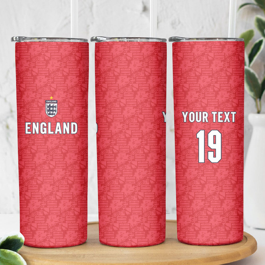 Custom World Football 2026 England Skinny Tumbler Three Lions Monogram Red Glory