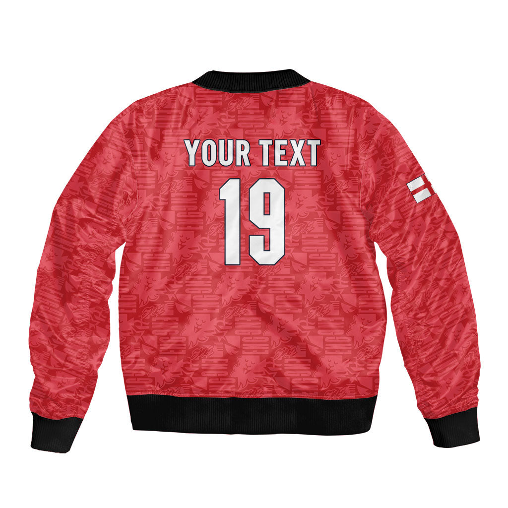 Custom World Football 2026 England Sleeve Zip Bomber Jacket Three Lions Monogram Red Glory