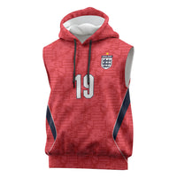 Custom World Football 2026 England Sleeveless Hoodie Three Lions Monogram Red Glory