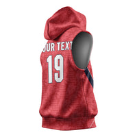 Custom World Football 2026 England Sleeveless Hoodie Three Lions Monogram Red Glory