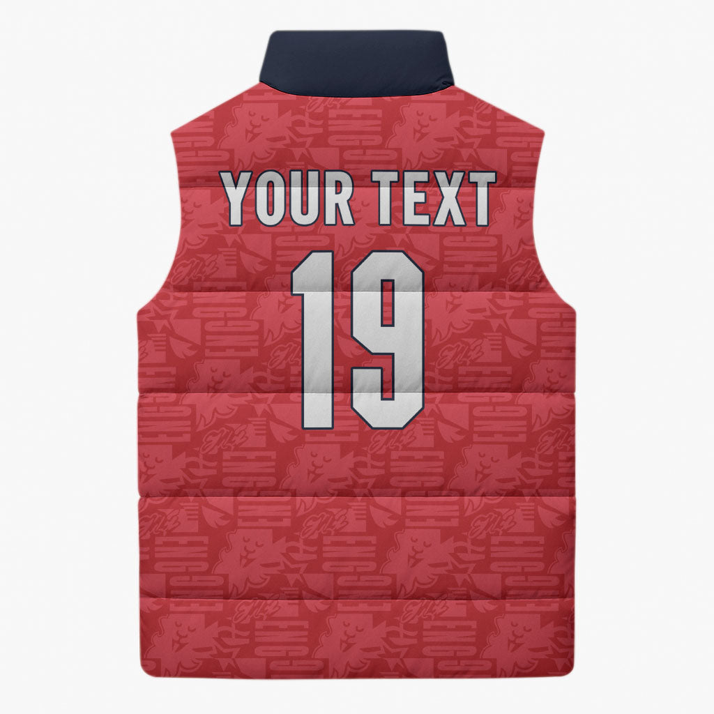 Custom World Football 2026 England Sleeveless Puffer Jacket Three Lions Monogram Red Glory