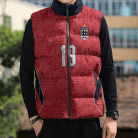 Custom World Football 2026 England Sleeveless Puffer Jacket Three Lions Monogram Red Glory