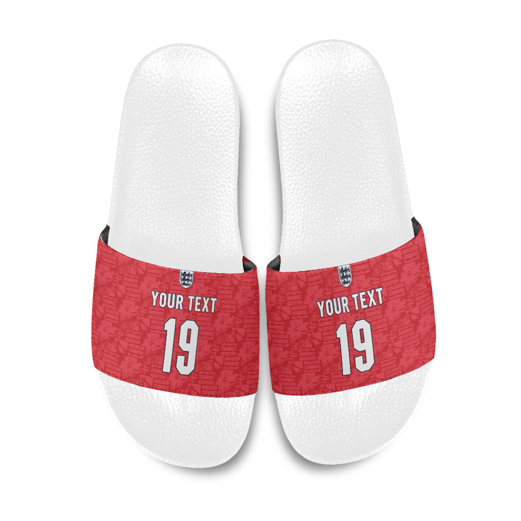 Custom World Football 2026 England Slide Sandals Three Lions Monogram Red Glory