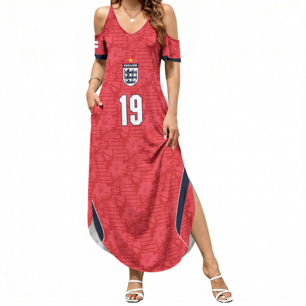 Custom World Football 2026 England Summer Maxi Dress Three Lions Monogram Red Glory