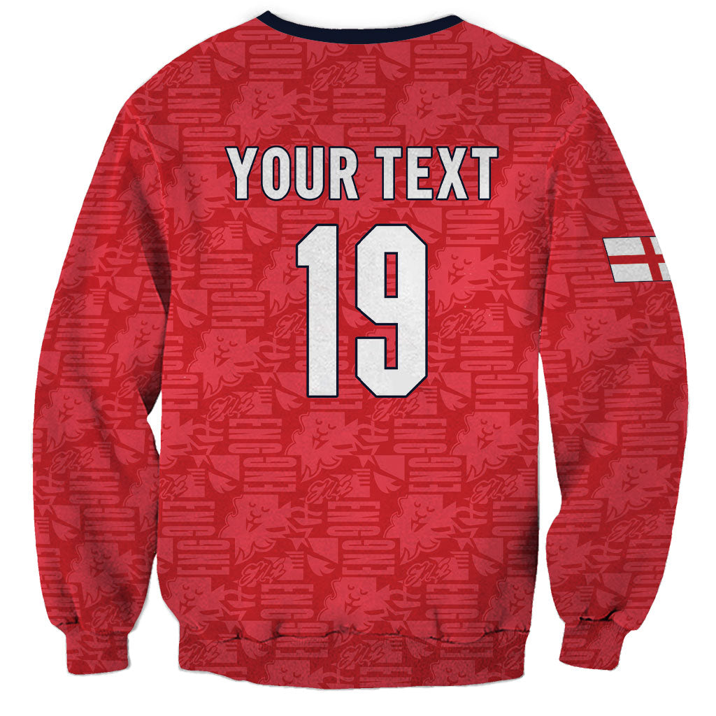 Custom World Football 2026 England Sweatshirt Three Lions Monogram Red Glory