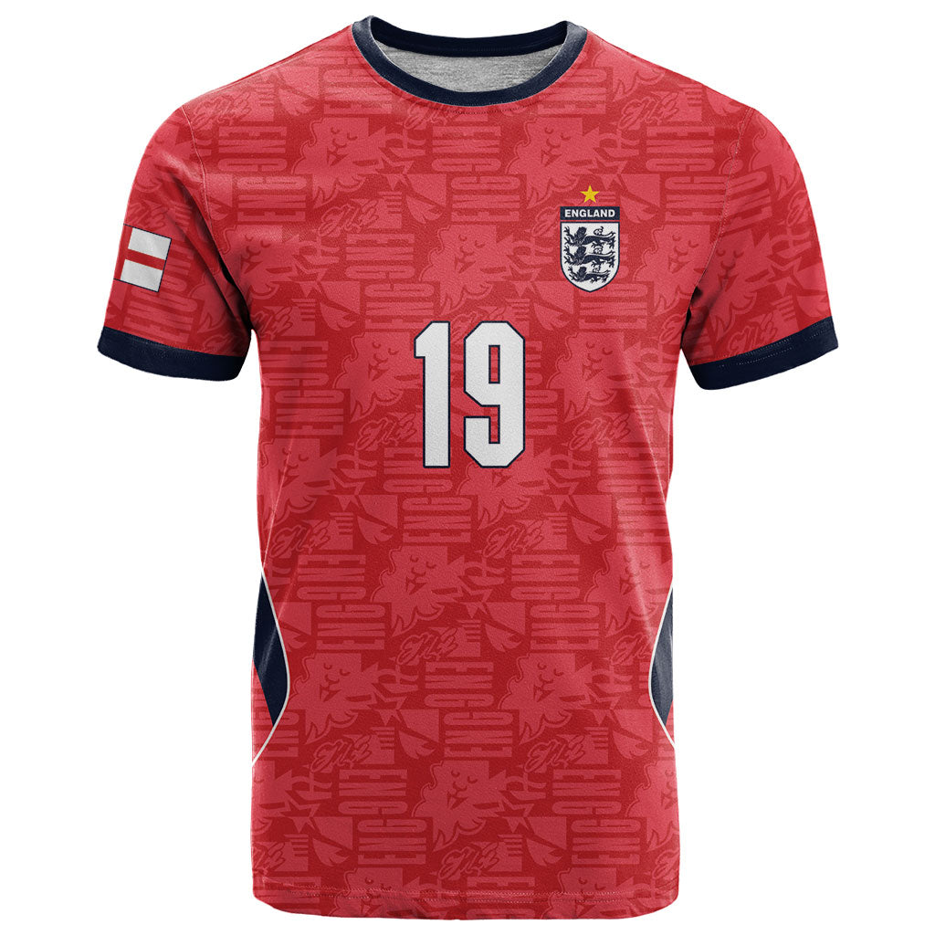 Custom World Football 2026 England T Shirt Three Lions Monogram Red Glory