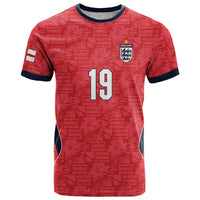 Custom World Football 2026 England T Shirt Three Lions Monogram Red Glory