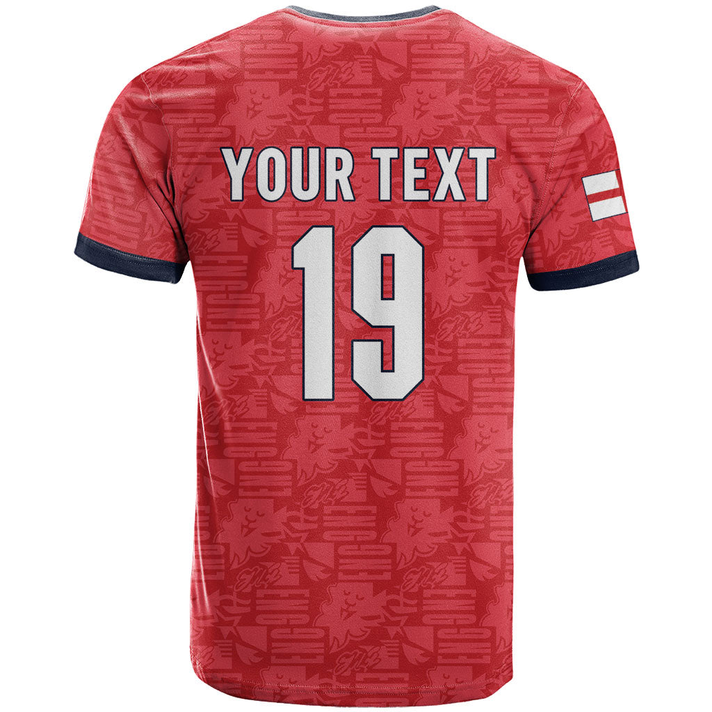 Custom World Football 2026 England T Shirt Three Lions Monogram Red Glory