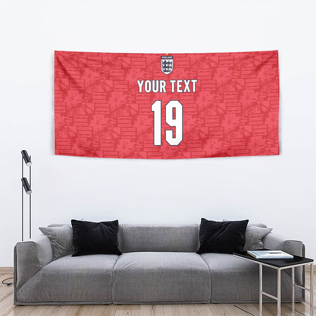 Custom World Football 2026 England Tapestry Three Lions Monogram Red Glory