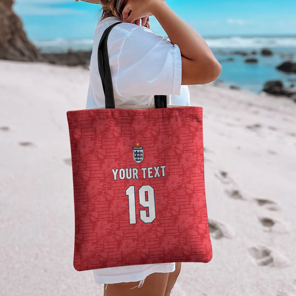 Custom World Football 2026 England Tote Bag Three Lions Monogram Red Glory