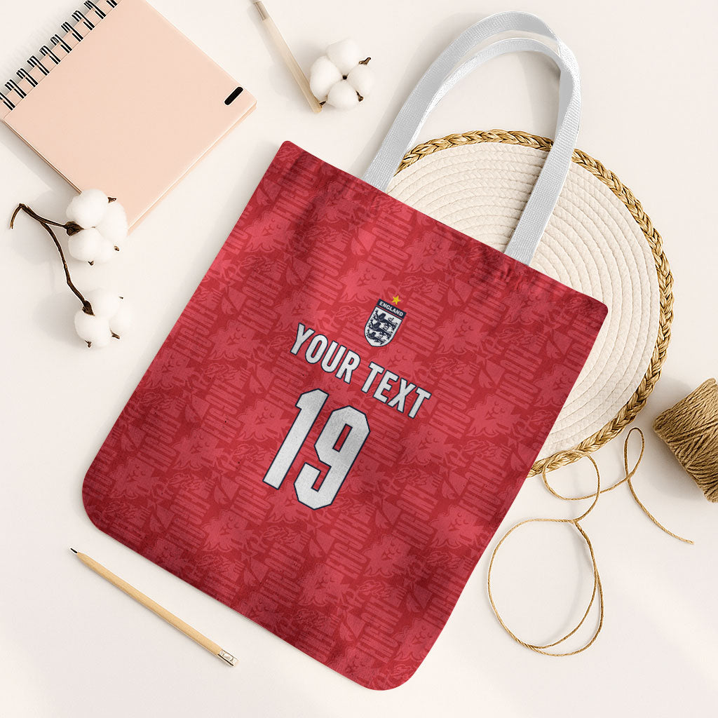 Custom World Football 2026 England Tote Bag Three Lions Monogram Red Glory