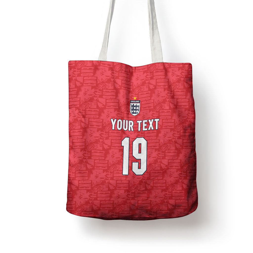 Custom World Football 2026 England Tote Bag Three Lions Monogram Red Glory