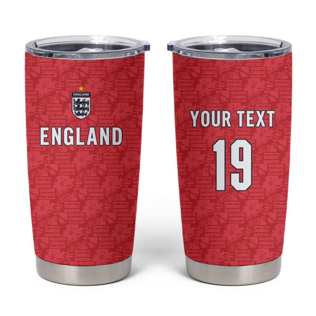 Custom World Football 2026 England Tumbler Cup Three Lions Monogram Red Glory