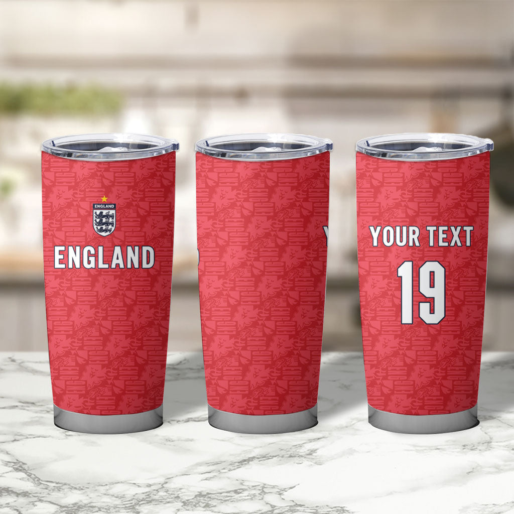 Custom World Football 2026 England Tumbler Cup Three Lions Monogram Red Glory