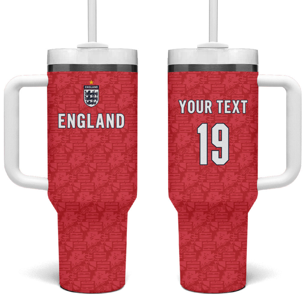 Custom World Football 2026 England Tumbler With Handle Three Lions Monogram Red Glory