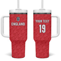 Custom World Football 2026 England Tumbler With Handle Three Lions Monogram Red Glory