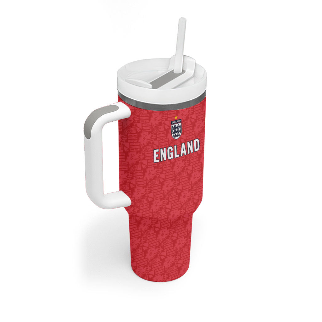 Custom World Football 2026 England Tumbler With Handle Three Lions Monogram Red Glory