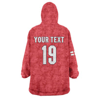 Custom World Football 2026 England Wearable Blanket Hoodie Three Lions Monogram Red Glory